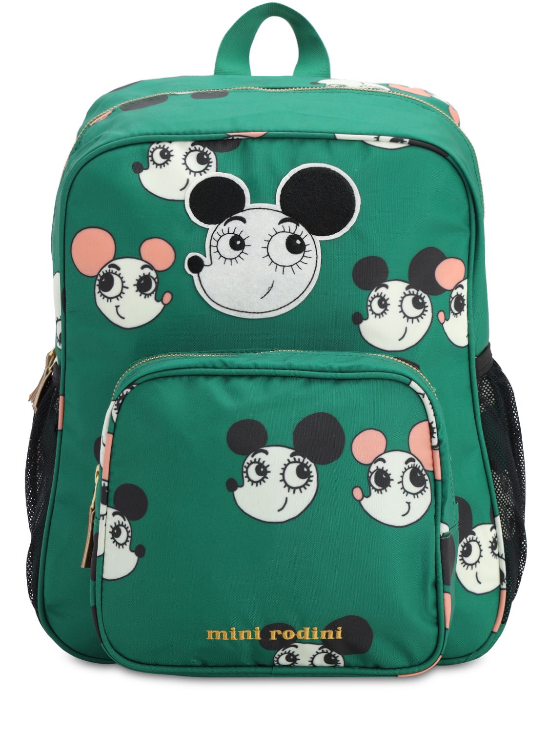 Mini Rodini Kids' Recycled Polyester Mouse Print Backpack In Green