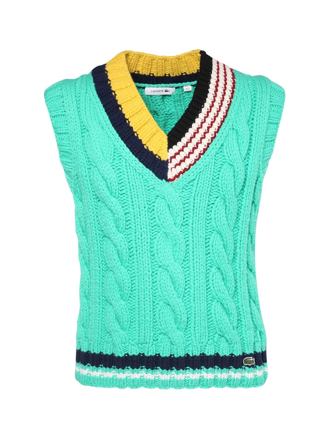 Lacoste Logo Detail Wool Knit Sweater Vest In Green