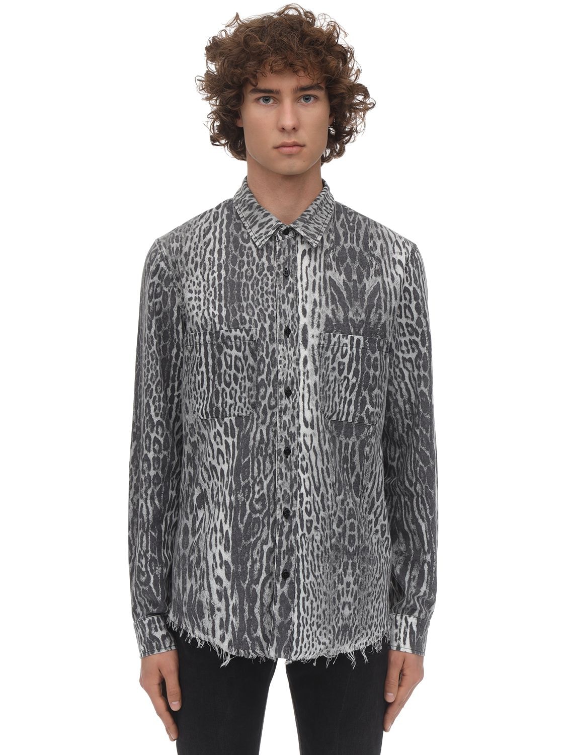 AMIRI LEOPARD PRINT COTTON FLANNEL SHIRT,71IWUE009-V0XF0