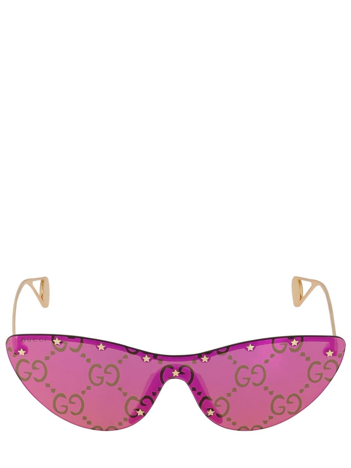 Gucci Gg Monogram Mirrored Cat Eye Sunglasses In Pink Gold