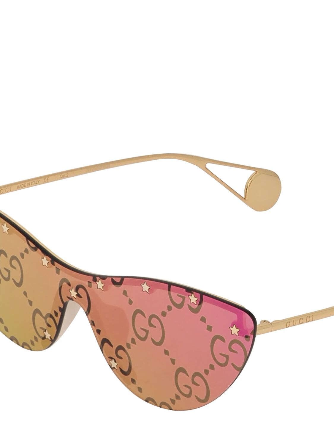 Gg Monogram Mirrored Cat Eye Sunglasses In Pink Gold
