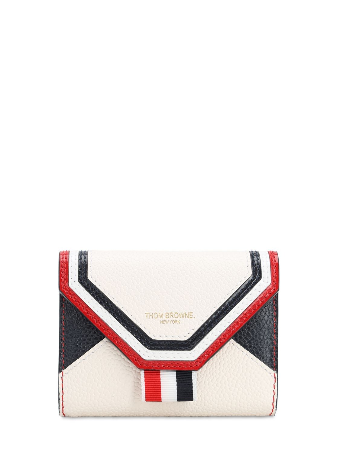 THOM BROWNE ENVELOP GRAINED LEATHER COMPACT WALLET,71IWV8007-MTAW0