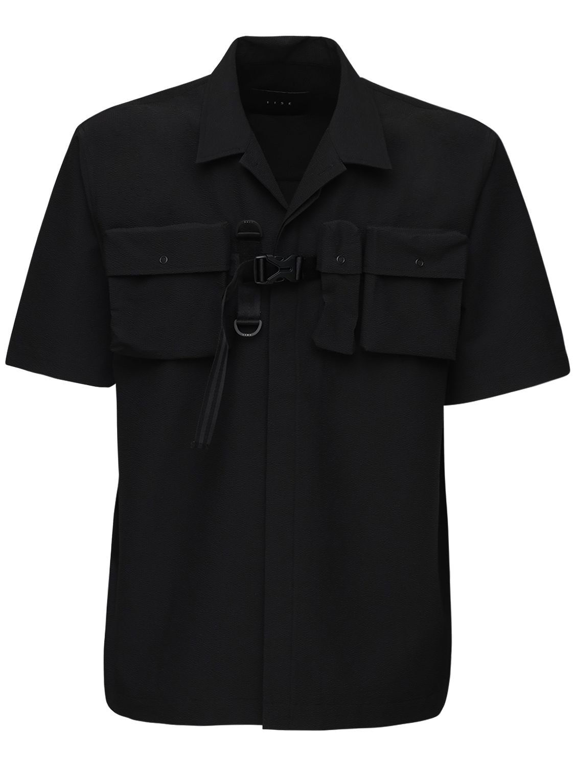 Iise Utility Shirt W/ Pockets & Front Buckle In Black
