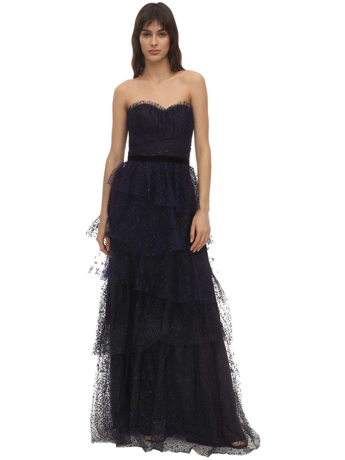 marchesa notte glitter tulle gown