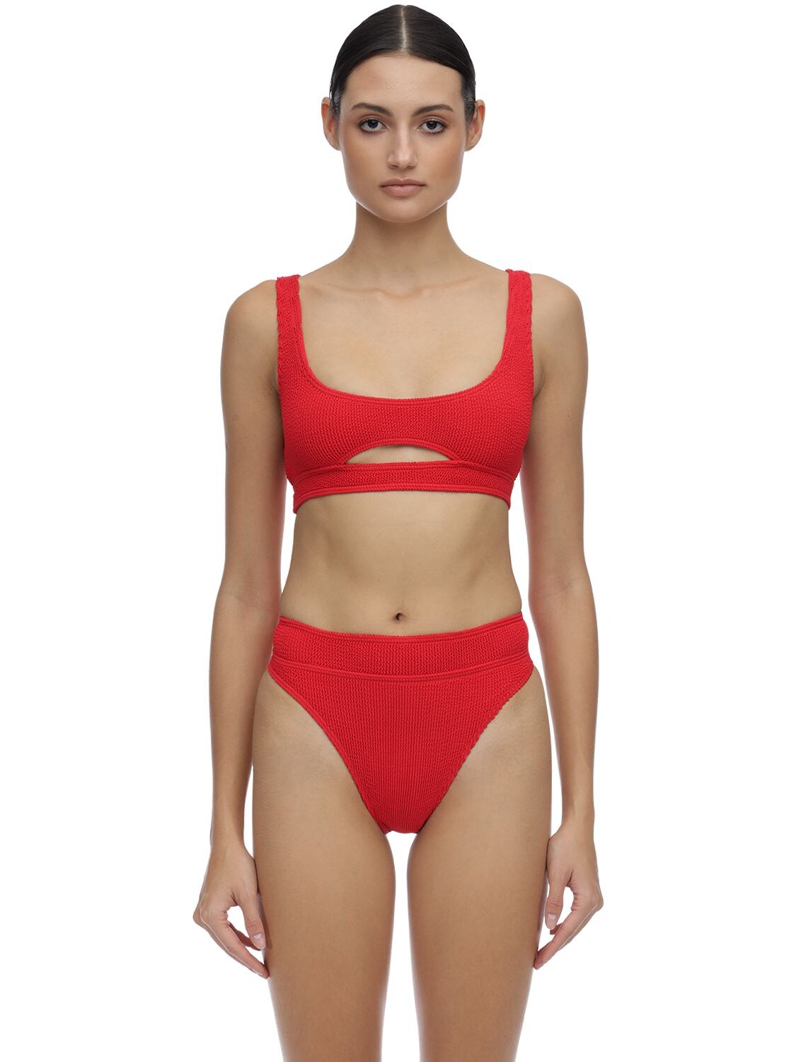 Bond Eye Sasha Seersucker Bikini Top In Red