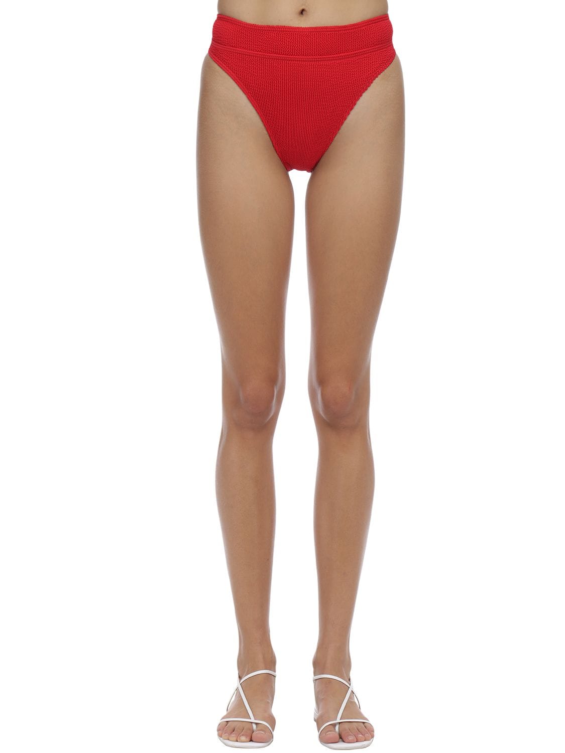 Bond Eye Savannah Seersucker Bikini Bottoms In Red