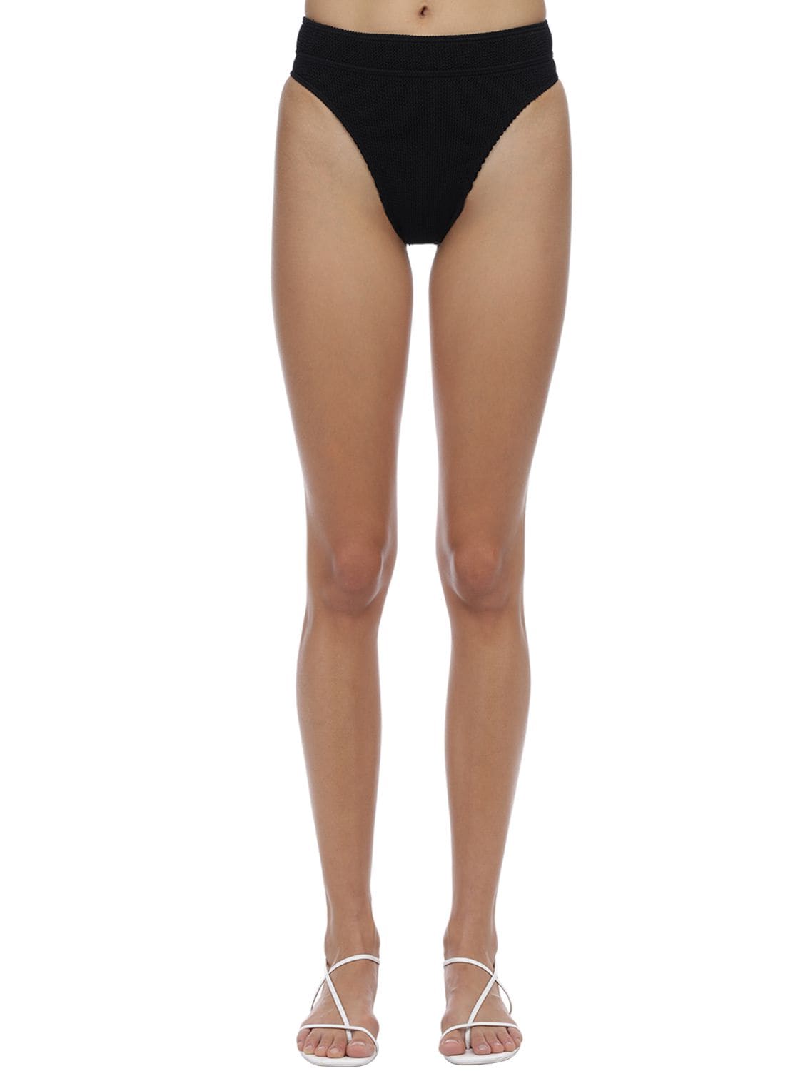 Bond Eye Savannah Seersucker Bikini Bottoms In Black