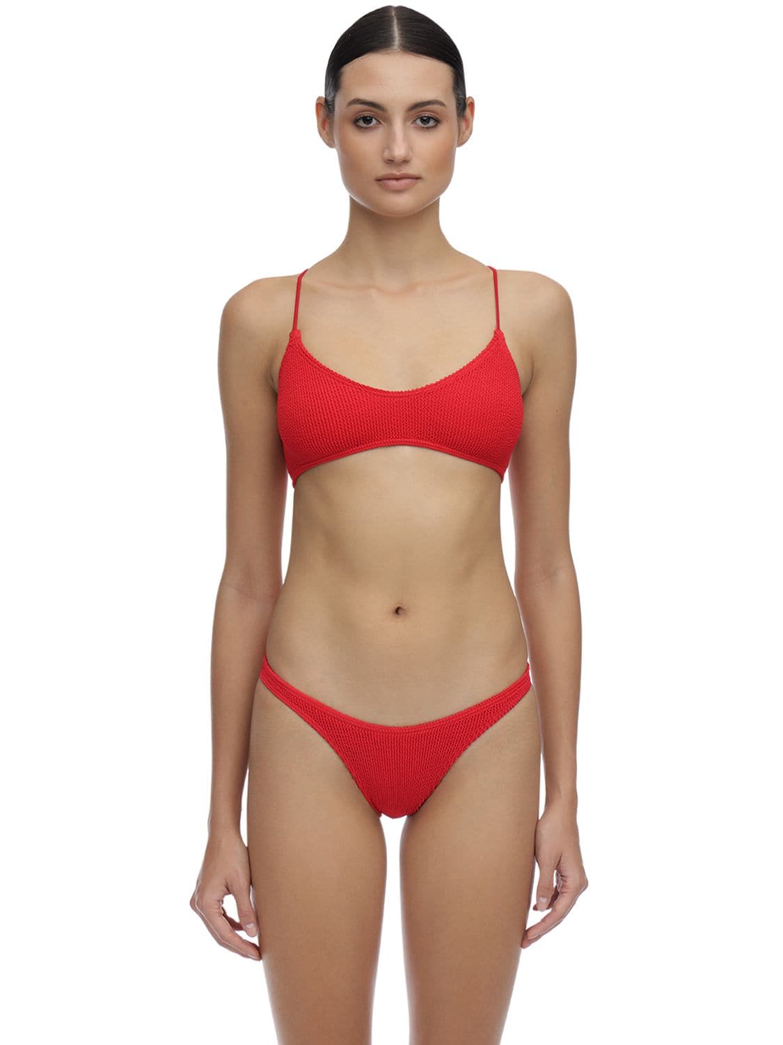 Bond Eye Selena Seersucker Bikini Top In Red