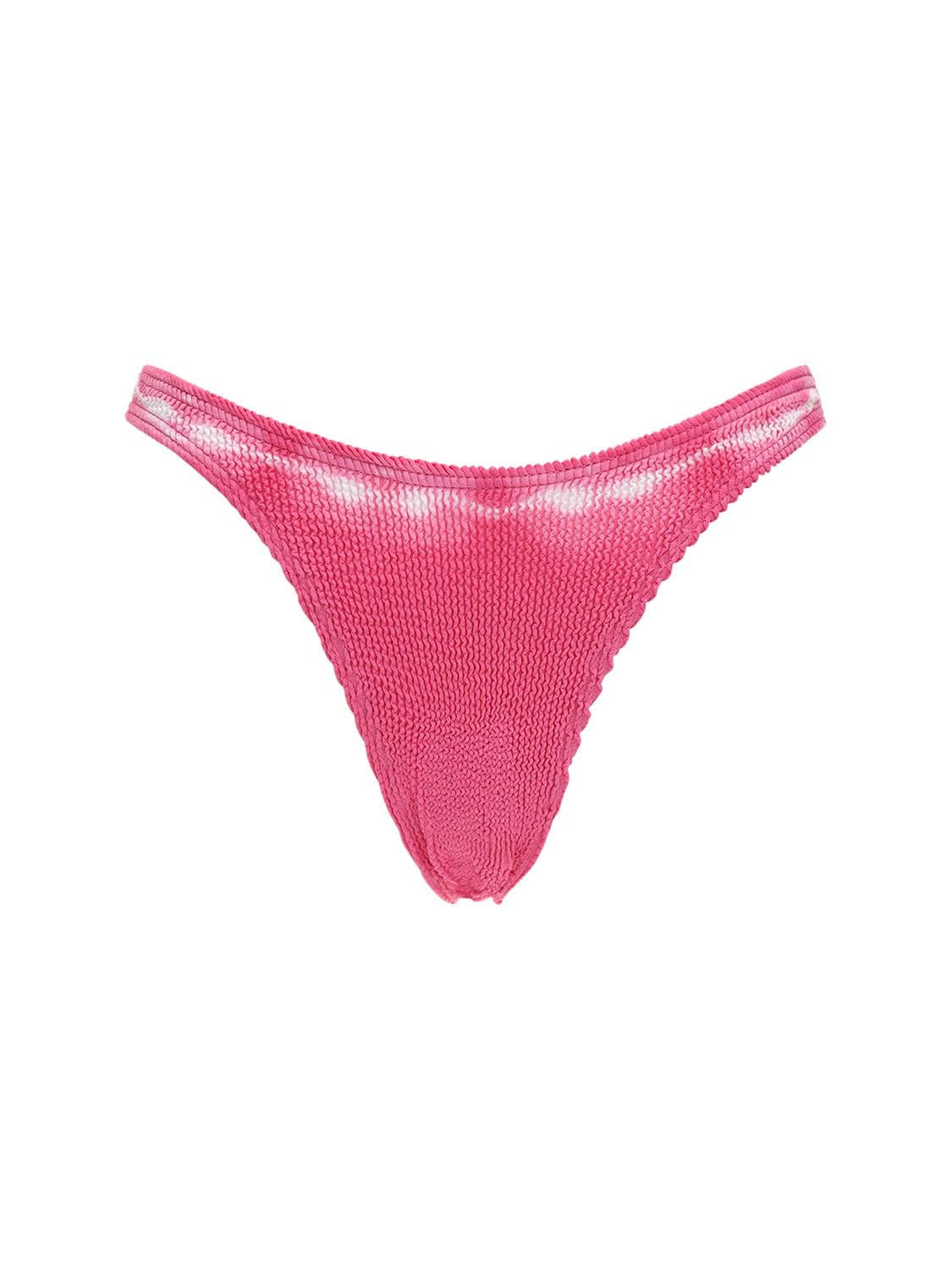 Bond Eye Scene Tie Dyed Seersucker Bikini Bottoms In Fuchsia,pink