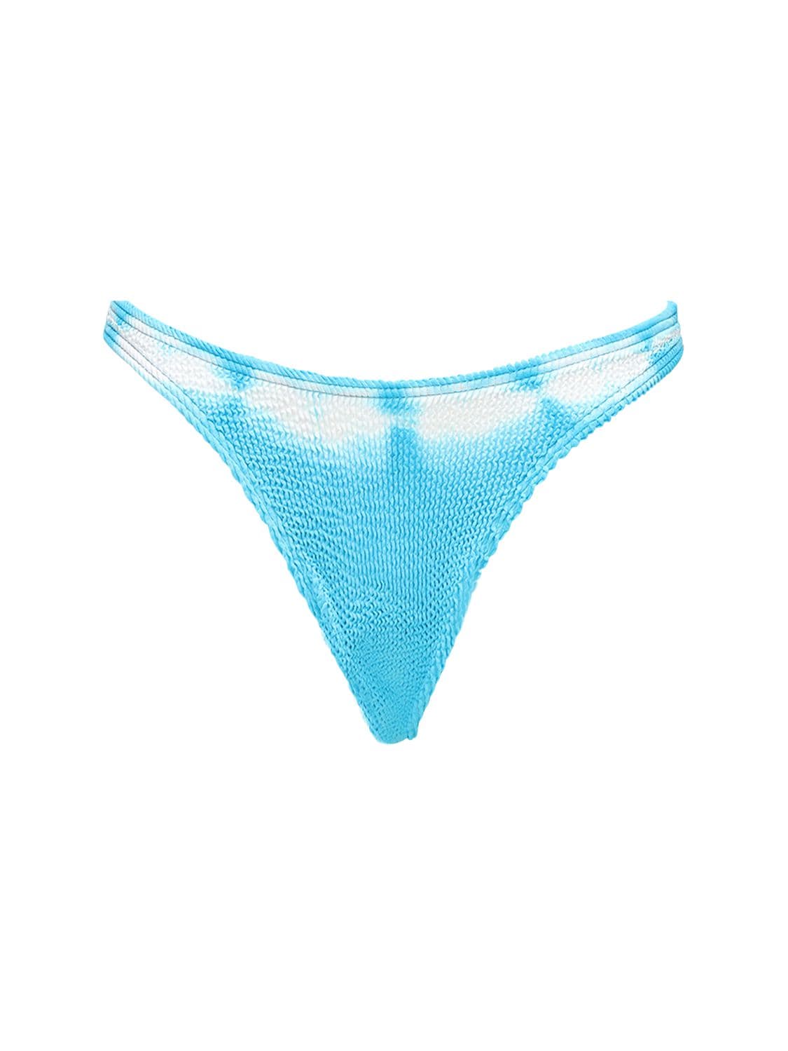 Bond Eye Scene Tie Dyed Seersucker Bikini Bottoms In Blue