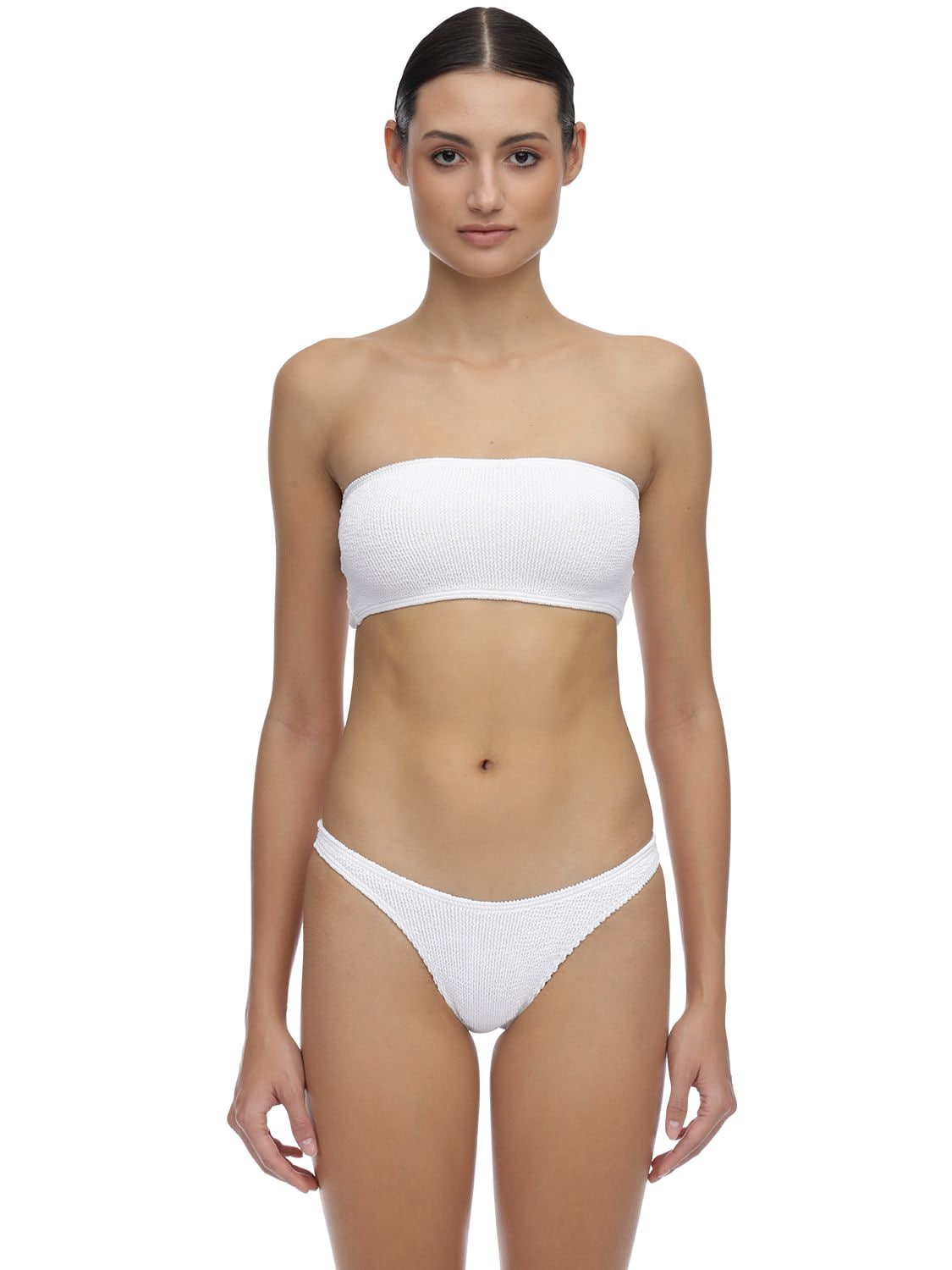 Bond Eye Seeker Seersucker Bandeau Bikini Top In White