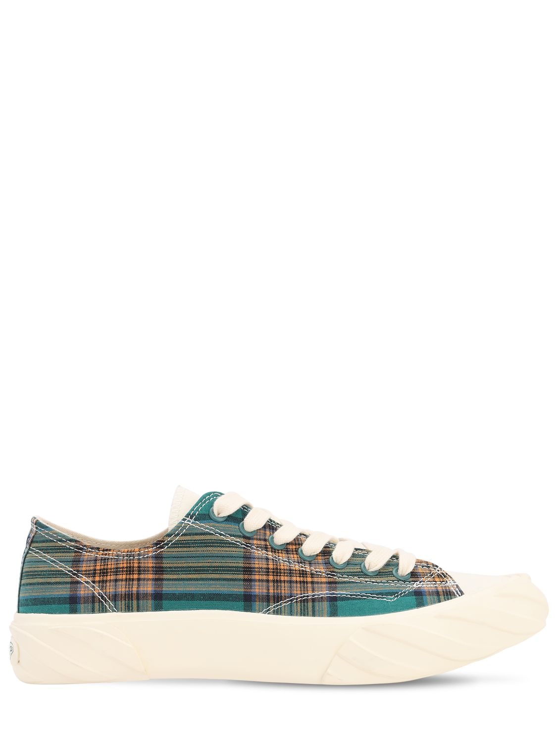 Age - Across To Genuine Era Age Cut Checked Cotton Sneakers In Green