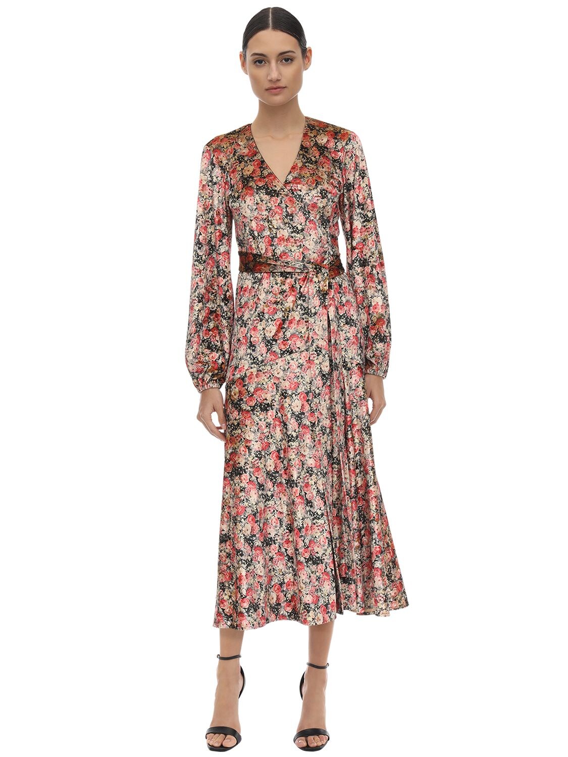 Rotate Birger Christensen Rotate Floral Balloon-sleeved Dress In Pink ...