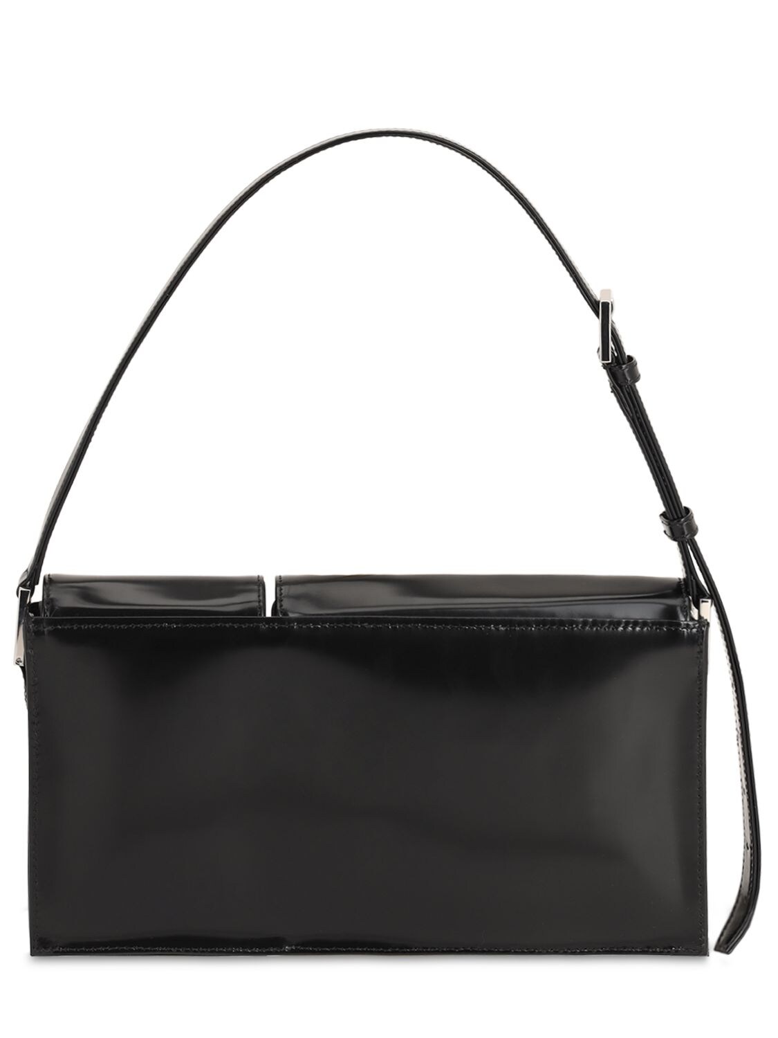 Shop By Far Billy Semi Patent Leather Shoulder Bag In Black