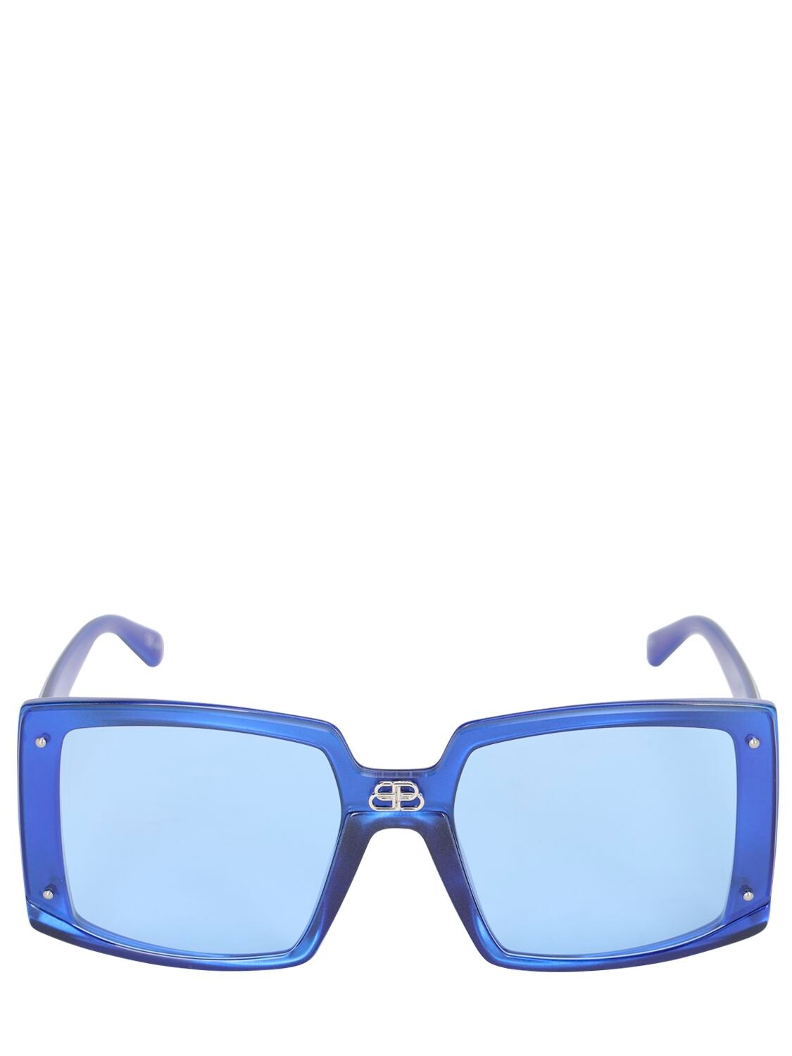 Balenciaga 0081s Shield Square Sunglasses In Blue Pearl