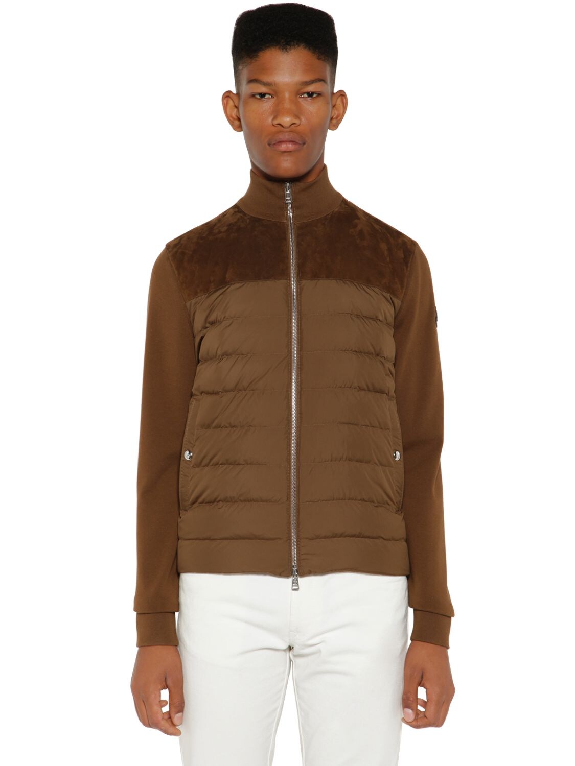 Moncler Cotton Tricot Sweater In Tobacco