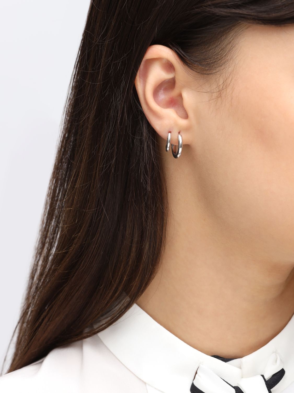 Shop Maria Black Slate 11 Huggie Mono Earring In Silver