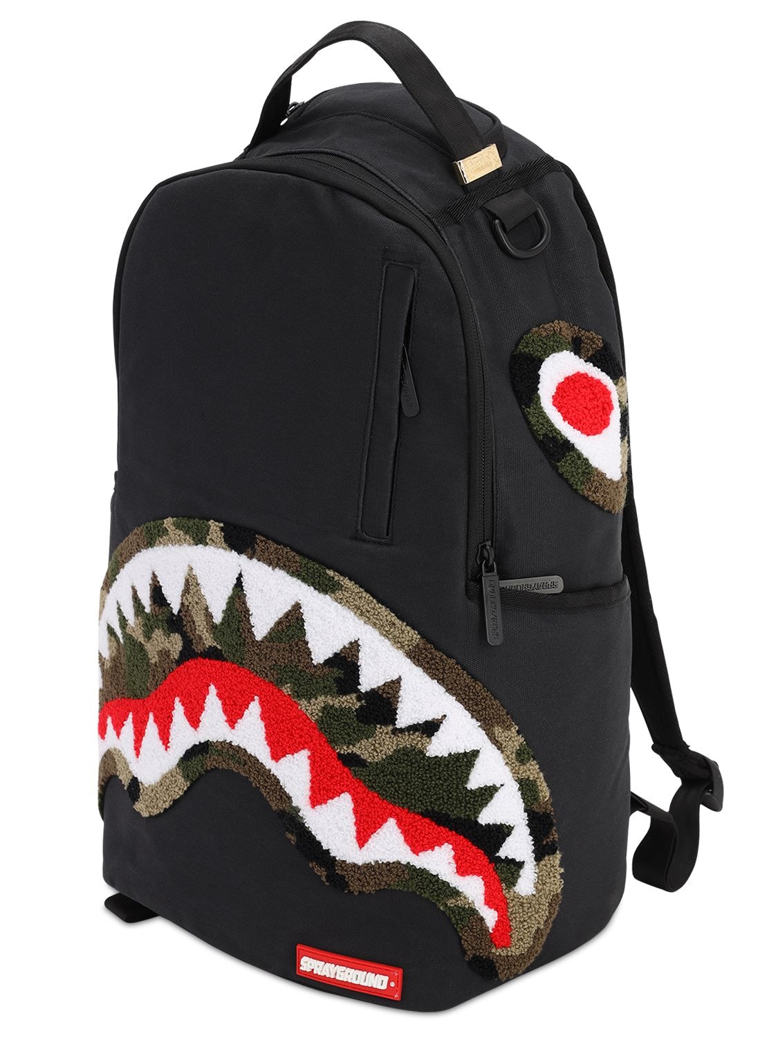 Sprayground Camo Chenille Shark Backpack In Black