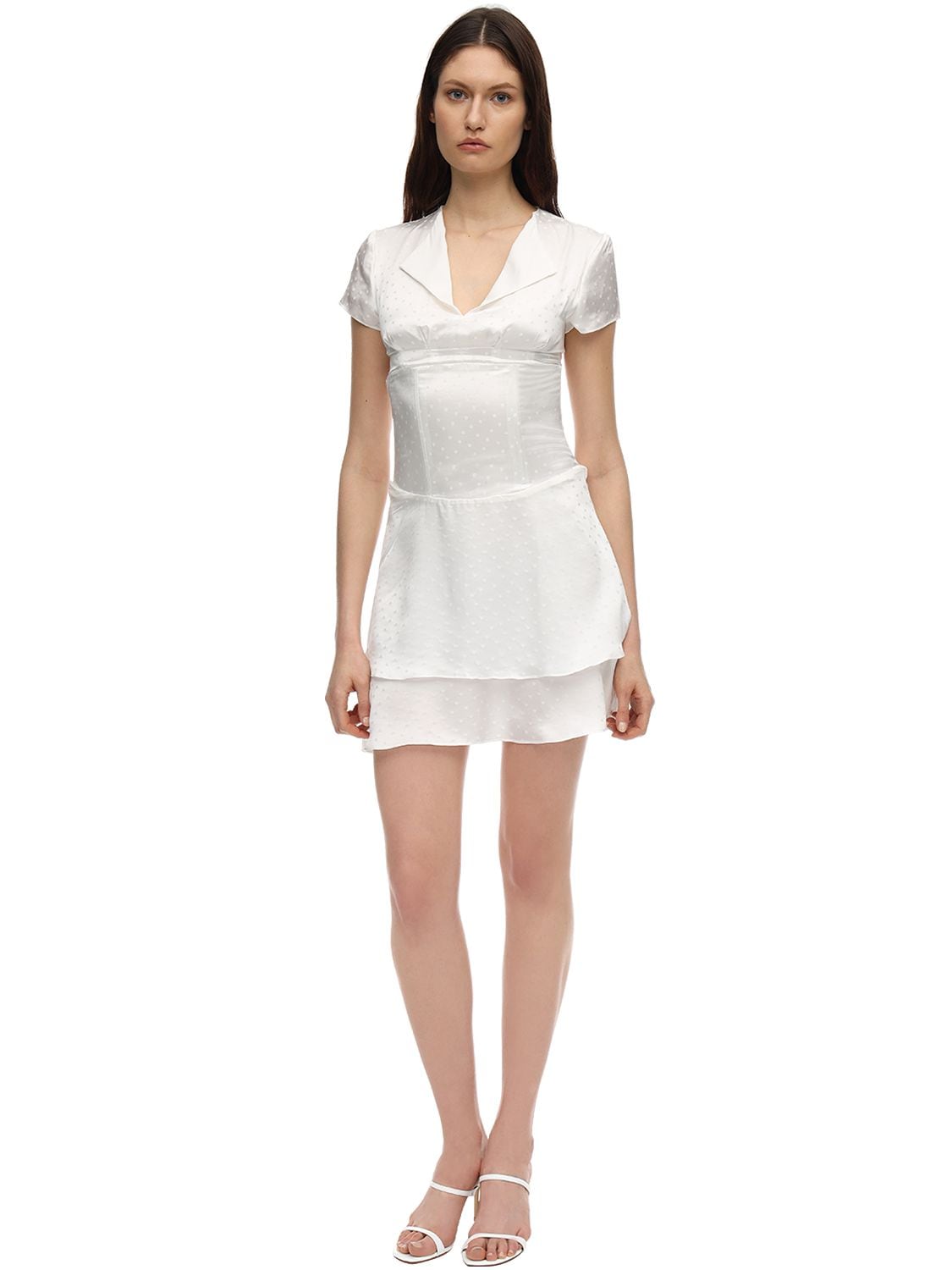 Aya Muse Astrae Silk Jacquard Mini Dress W/corset In White