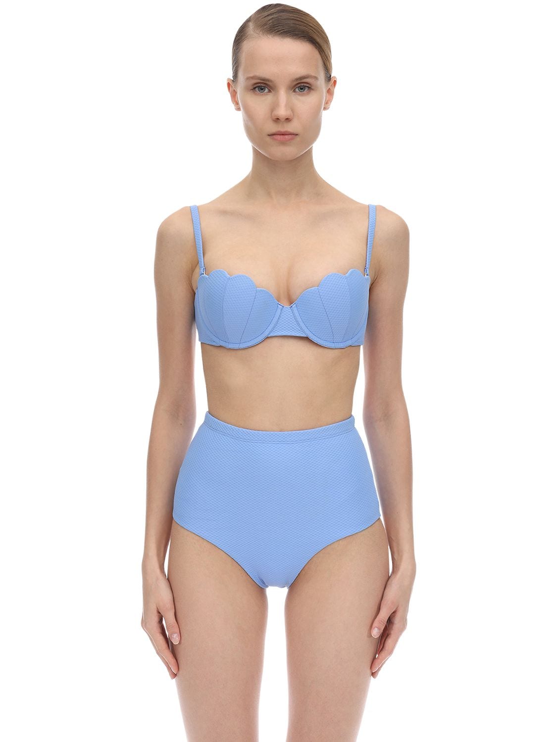 Arabella London The Contour Textured Top W/ Underwire In Light Blue