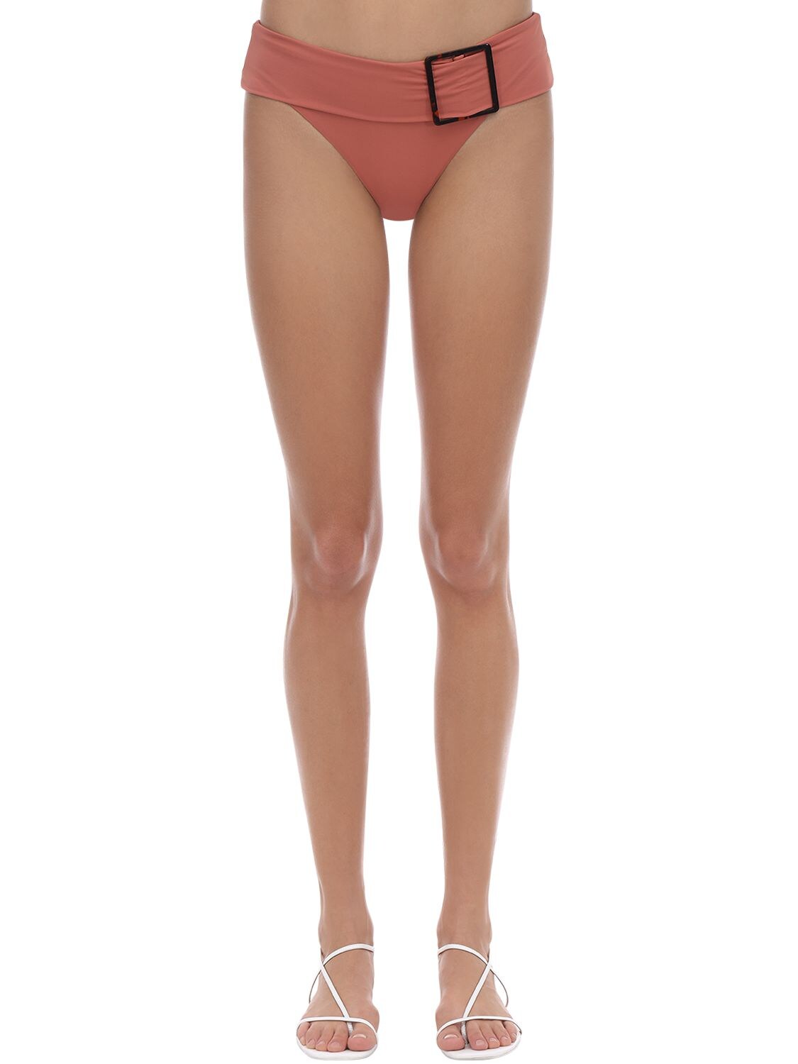 Onia X Weworewhat Annie Belted Bikini Bottoms In Rose
