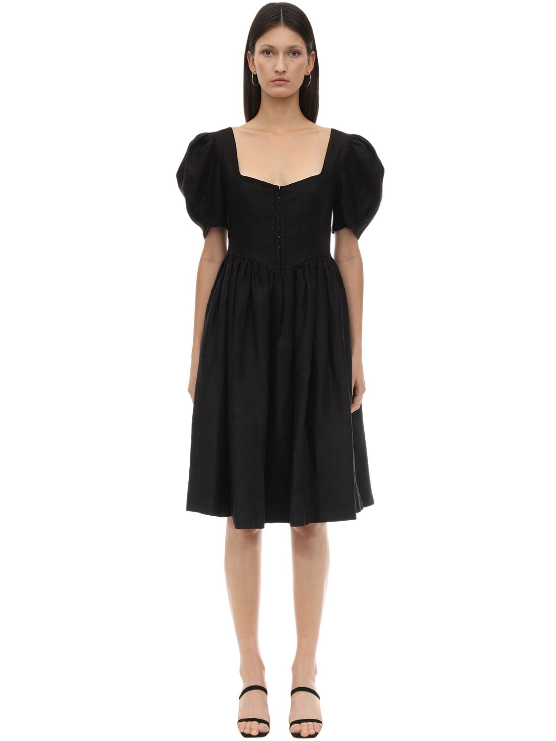 Gioia Bini Clo Linen Dirndl Dress In Black | ModeSens