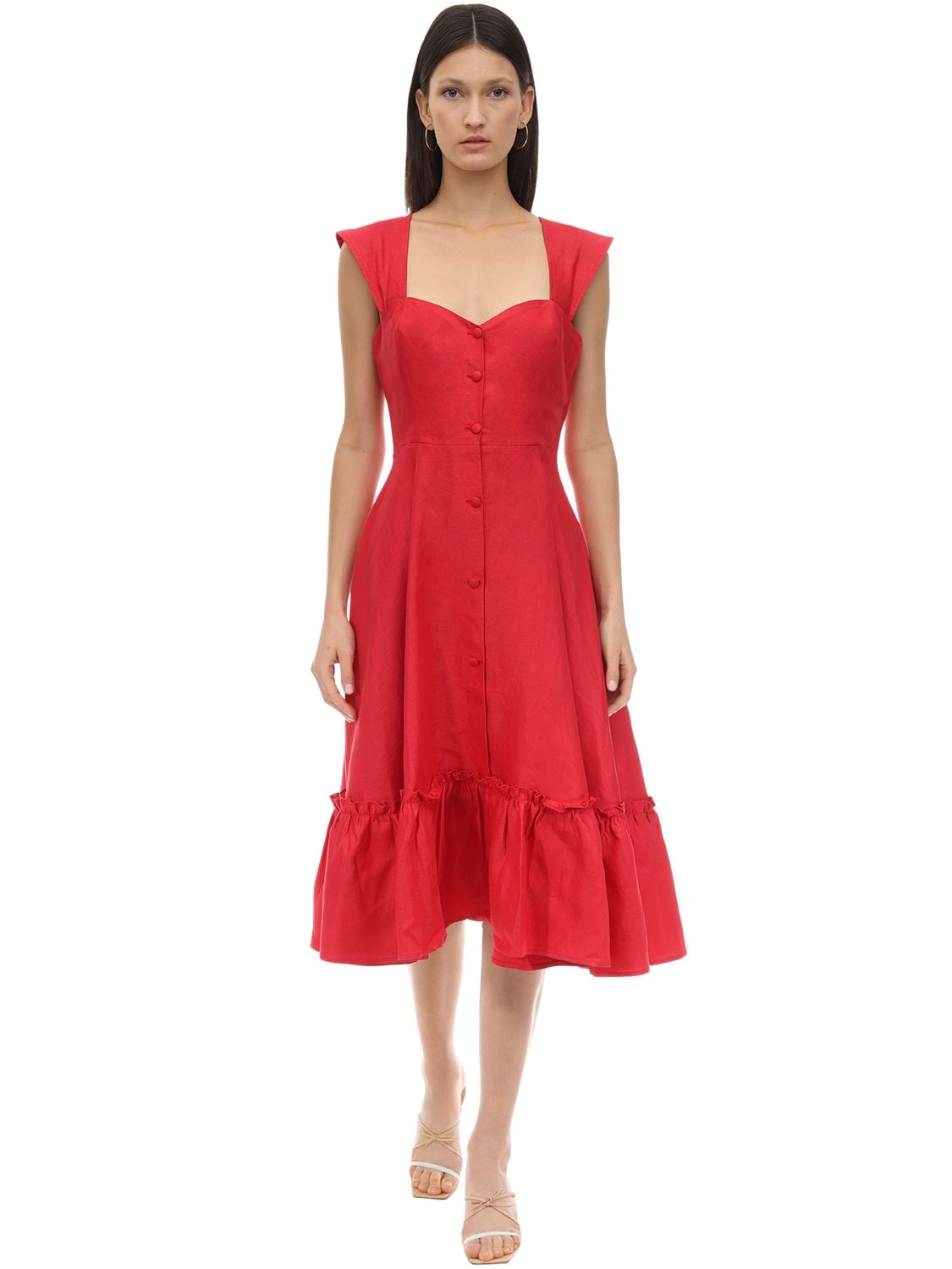 Gioia Bini Camilla Linen Dress In Red