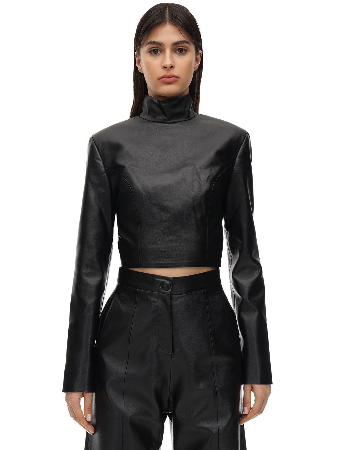 Cropped Faux Leather Top