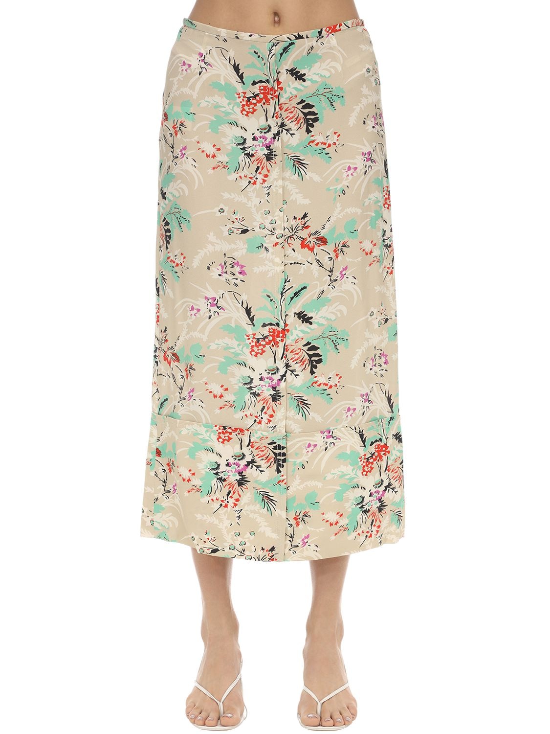 COLVILLE Flower Print Midi Skirt