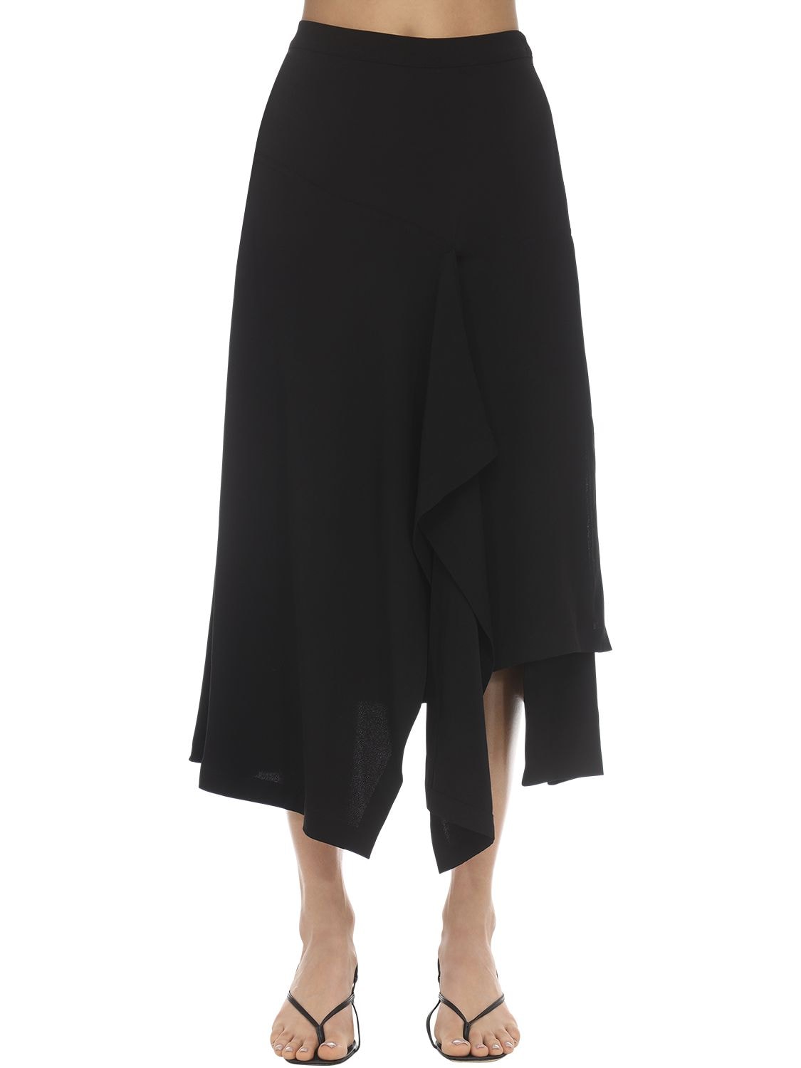 COLVILLE High Waist Draped Midi Skirt
