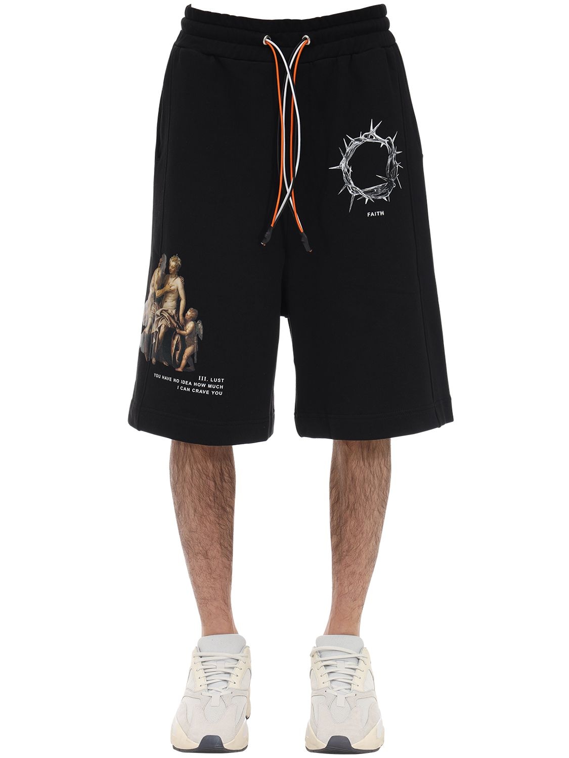 Ihs Printed Cotton Shorts In Black