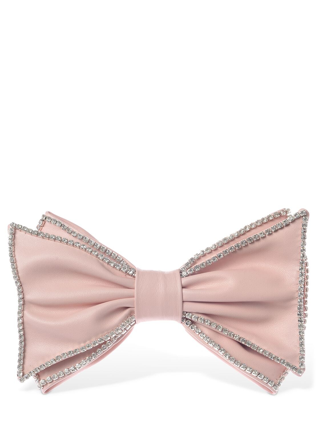 Anouki Embellished Faux Leather Bow In Pink,crystal