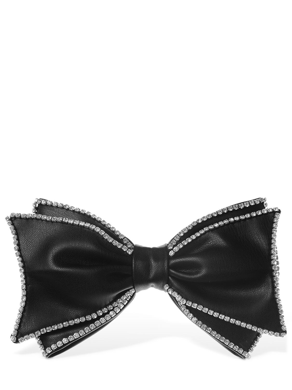 Anouki Embellished Faux Leather Bow In Black