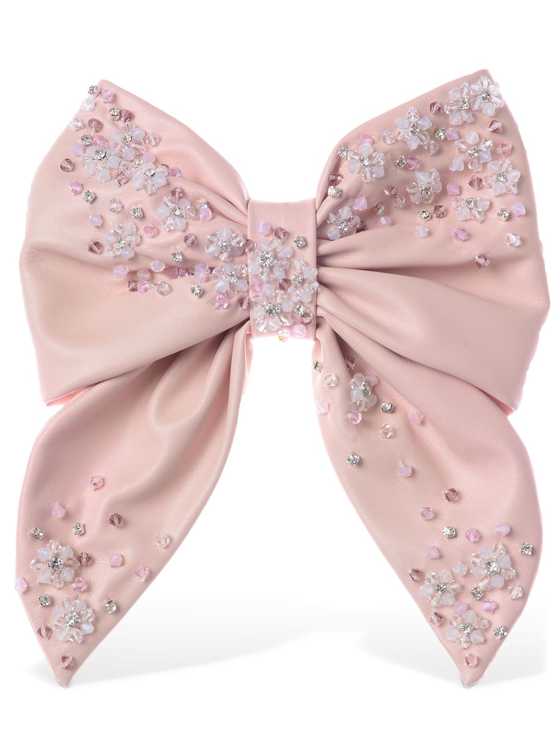 Anouki Flower Embellished Faux Leather Bow In Pink,white