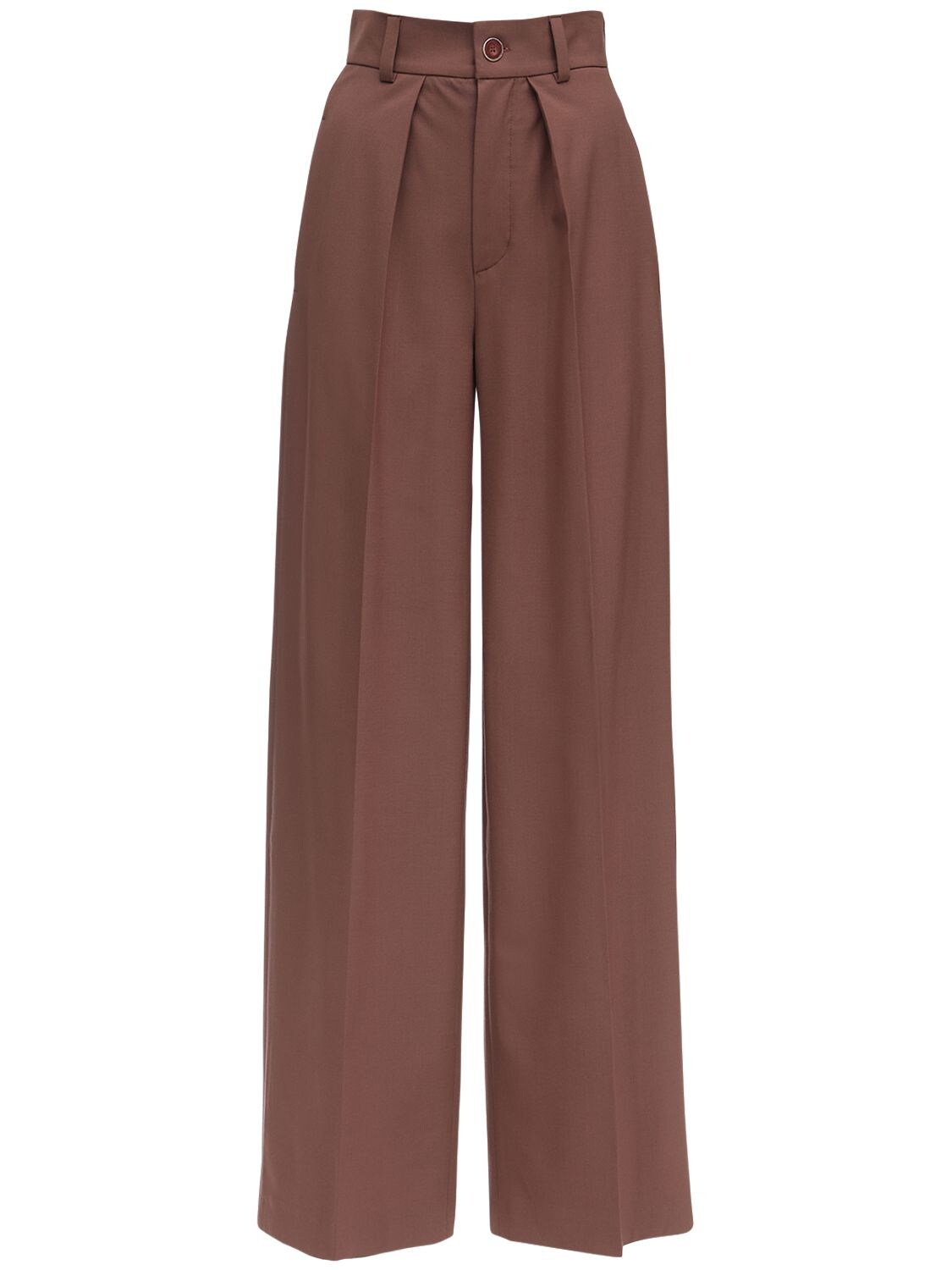 Lesyanebo Cool Wool Straight Pants In Brown