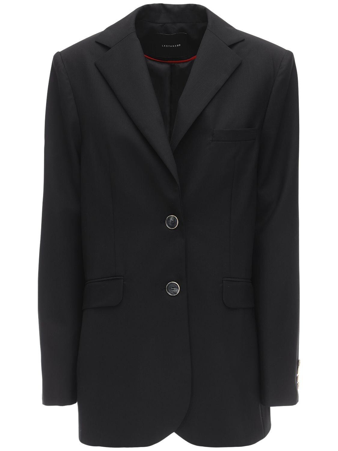 Lesyanebo Cool Wool Single Breasted Jacket In Black