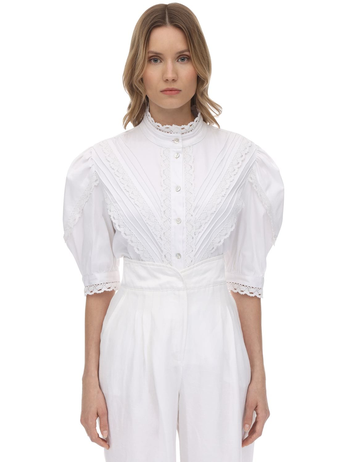Acheval Pampa Yegua Cotton Satin Blouse In White