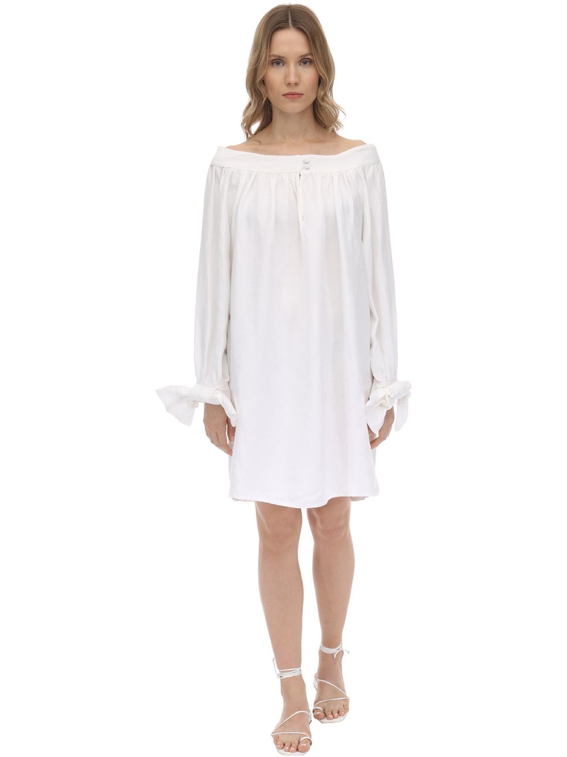 Acheval Pampa "desnuda"亚麻混纺连衣裙 In White