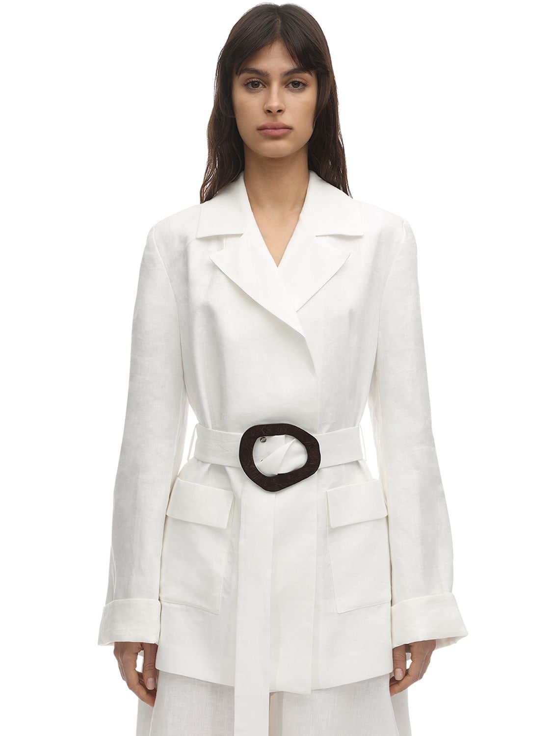 Liya Linen Blend Jacket In White
