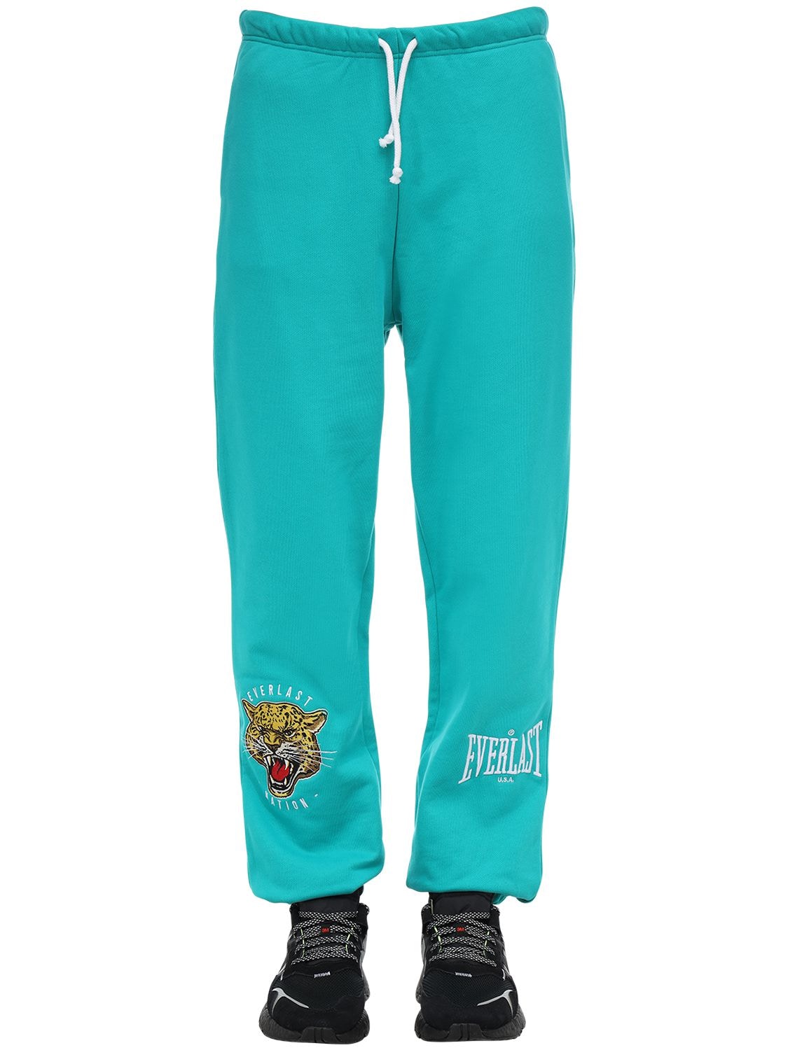 Everlast T.e.n. Cotton Sweatpants W/ Patches In Blue,green