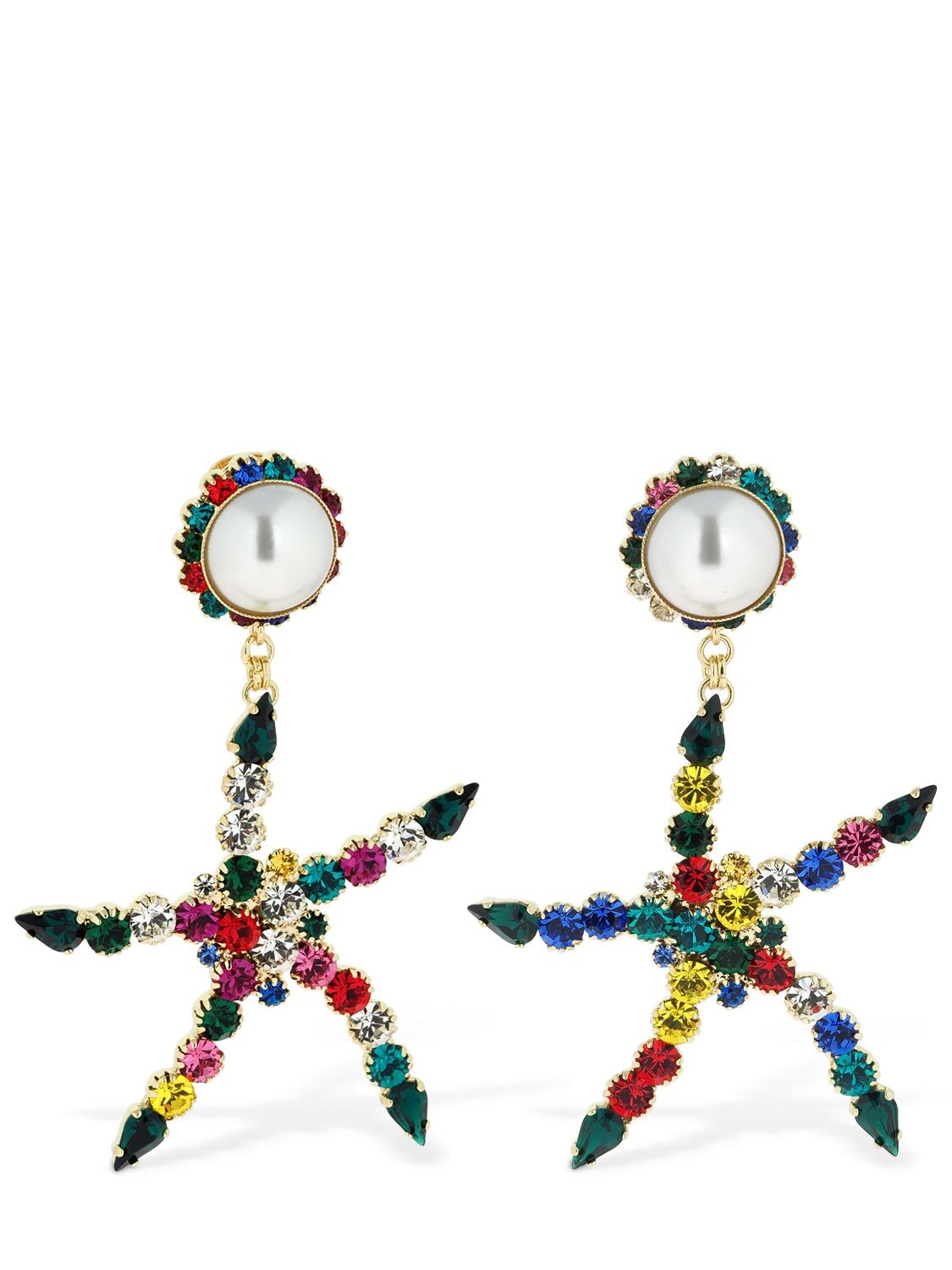 Rowen Rose Multicolor Star Clip-on Earrings W/pearl