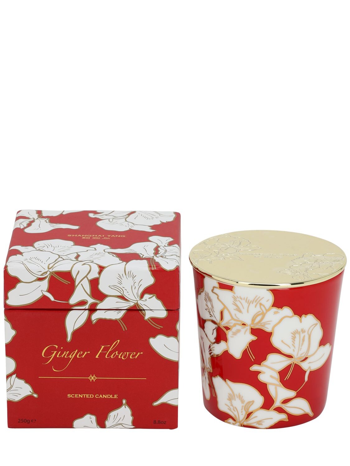 Shanghai Tang Ginger Flower Bone China Scented Candle In Red,white