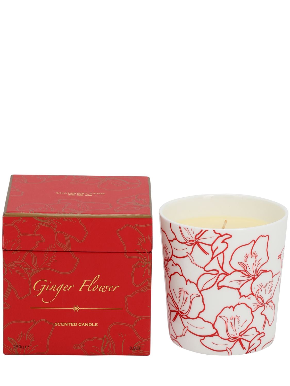 Shanghai Tang Ginger Flower Bone China Scented Candle In Red,white