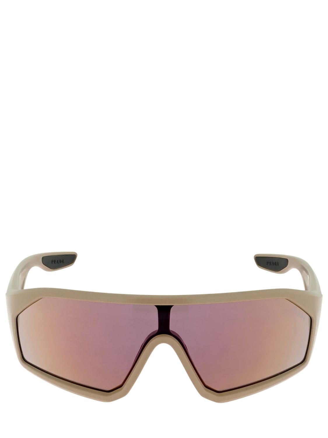 Prada Linea Rossa Mask Sunglasses In Gold,multi