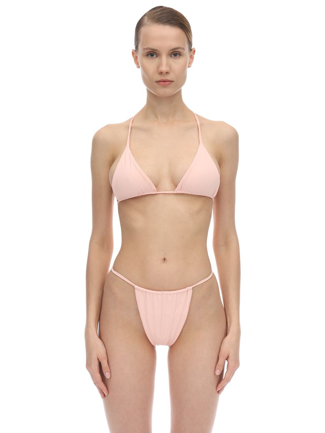 Aexae Tyra Nylon & Lycra Triangle Bikini Top In Blush