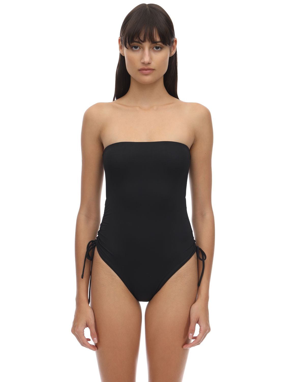 Aexae Gathered Lycra One-piece Swimsuit In Black