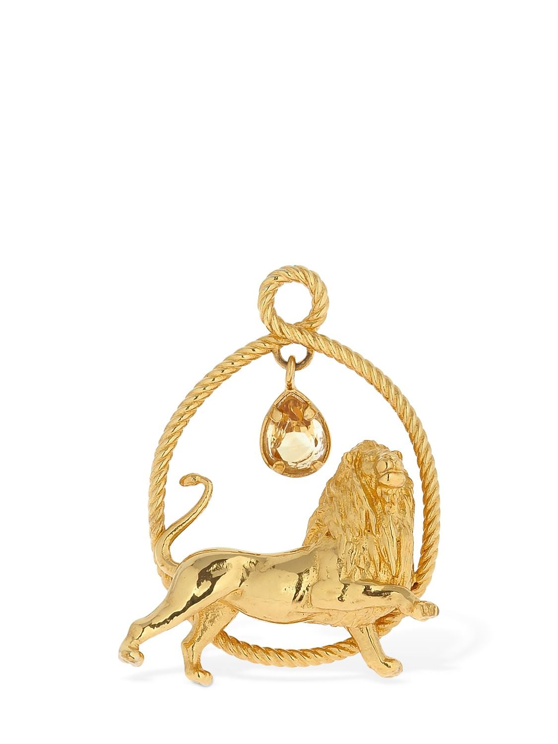 Givenchy Lion Sign Thick Ring W/citrine Stone In Gold
