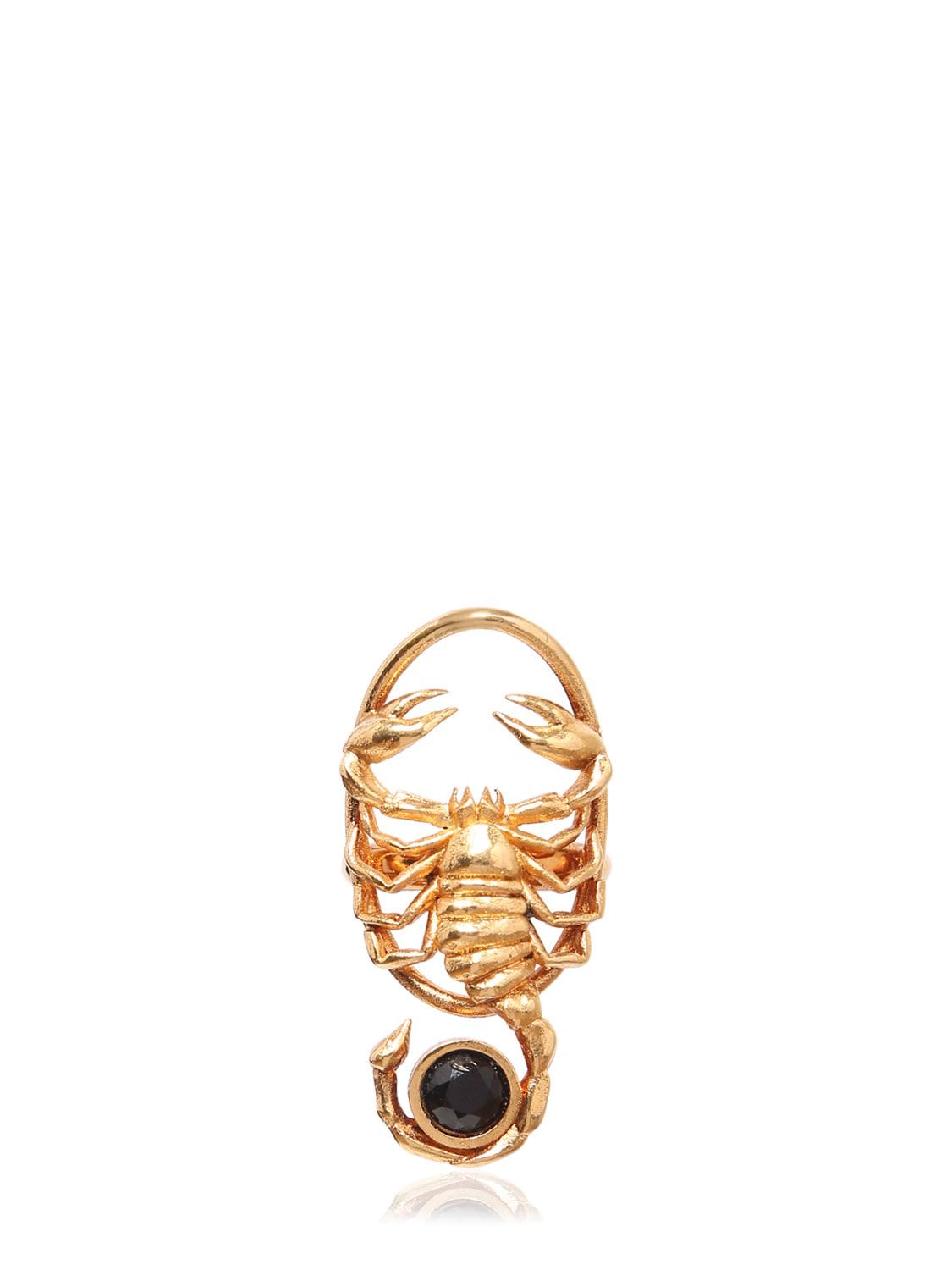Givenchy Scorpio Sign Thick Ring With Onyx Stone In Gold