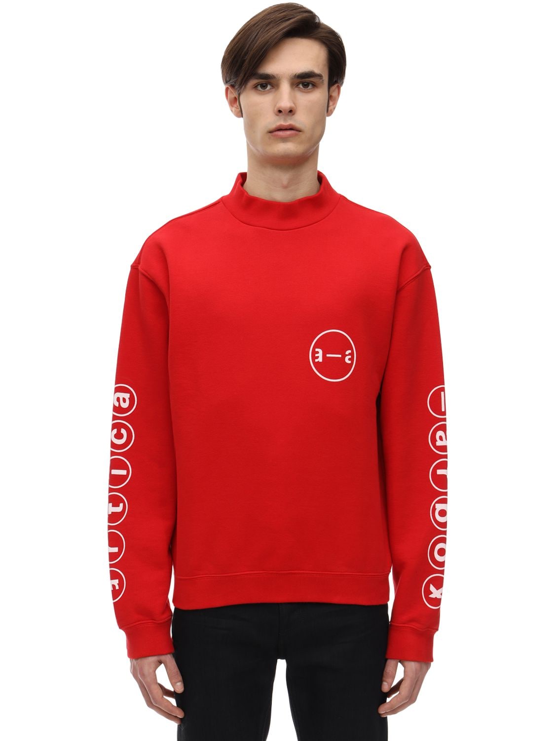 A-a   Artica-arbox Printed Cotton Jersey Sweatshirt In Red