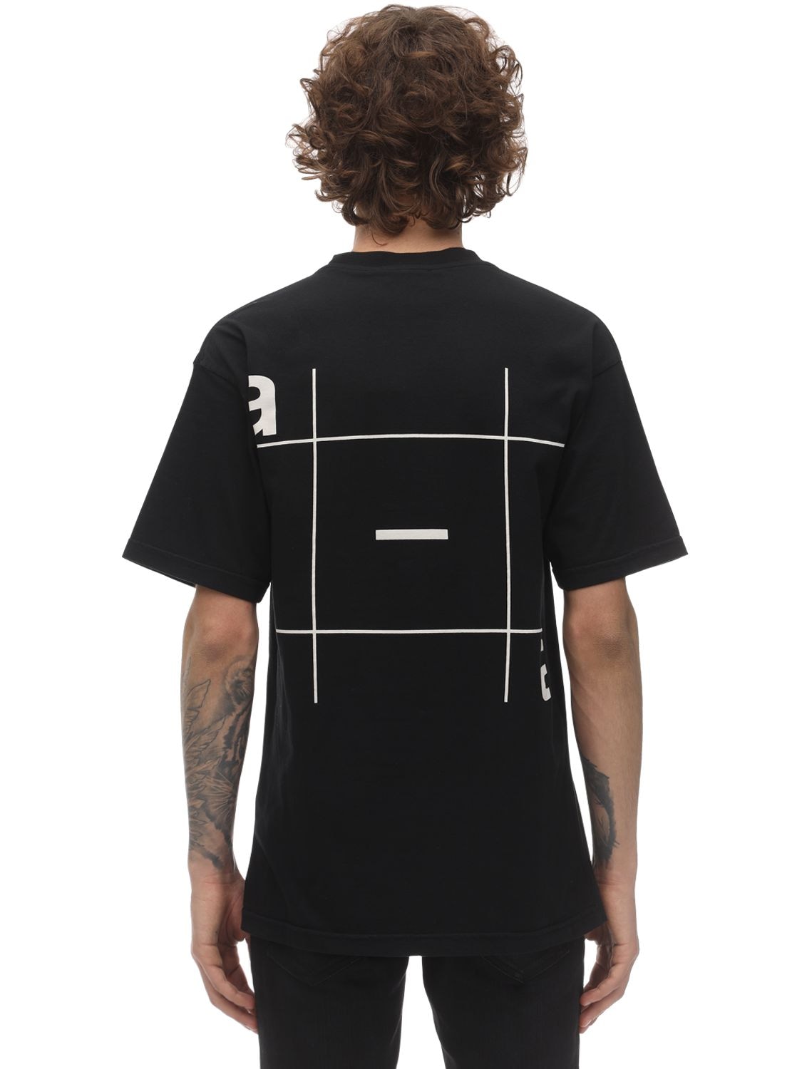A-a   Artica-arbox Printed Cotton Jersey T-shirt In Black